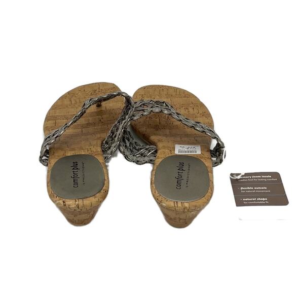 Predictions Comfort Plus Flip Flop Sandal in Silver/Cork Size 8.5 - Picture 4 of 6